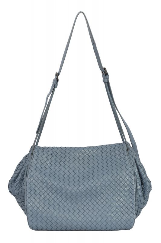 BOTTEGA VENETA BLUE NAPPA INTRECCIATO MESSENGER BAG 