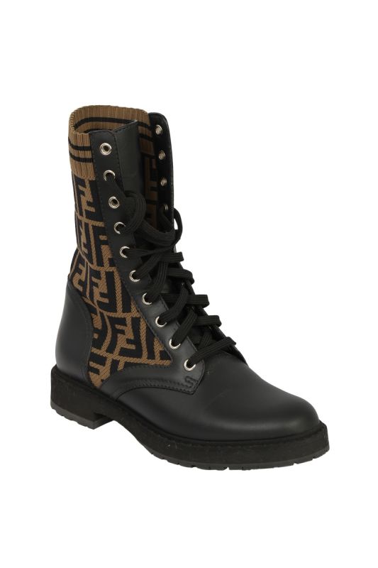 FENDI SIZE-38 BLACK ROCKOKO BIKER BOOTS