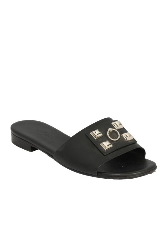HERMES SIZE-39 BLACK DUNE SANDALS