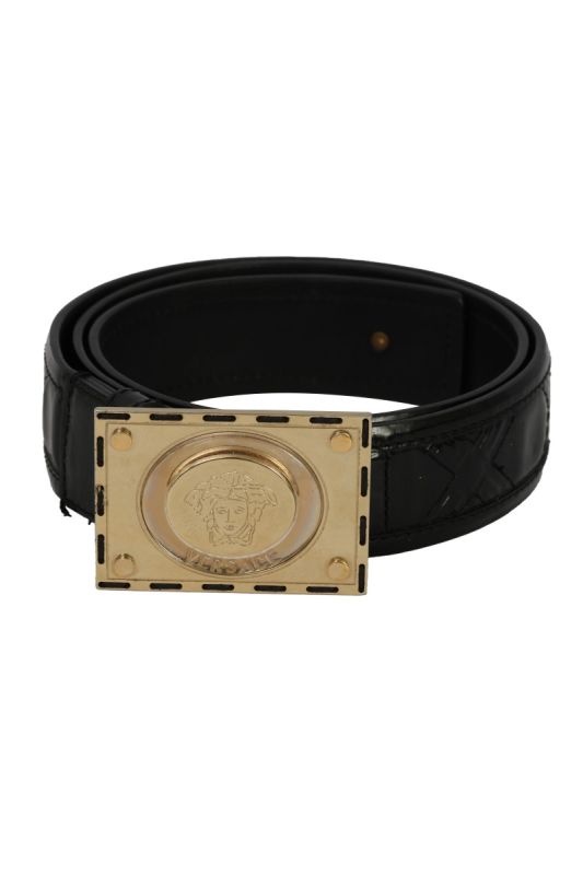 VERSACE 85 CM / 34 INCHES BLACK PATENT LEATHERBELT
