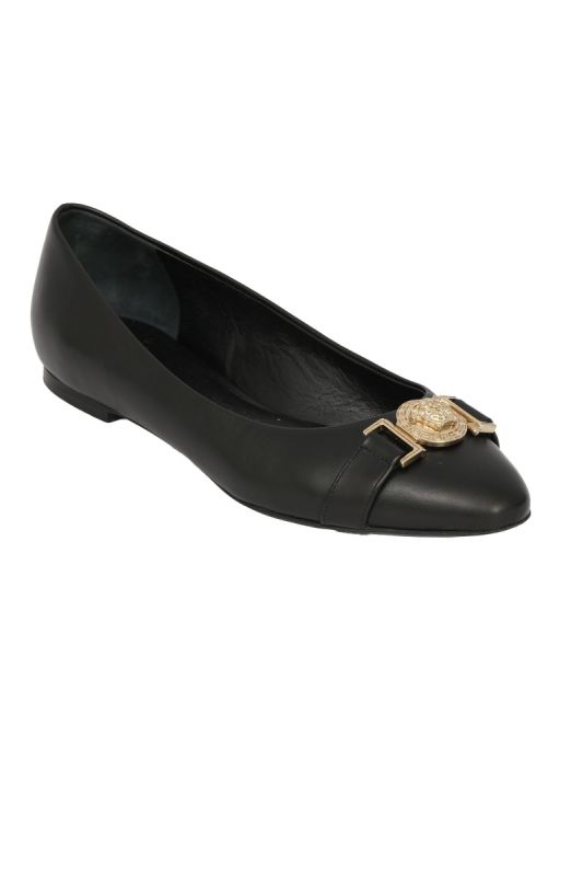 VERSACE SIZE-36 MEDUSA HEAD LOGO BALLERINA FLATS