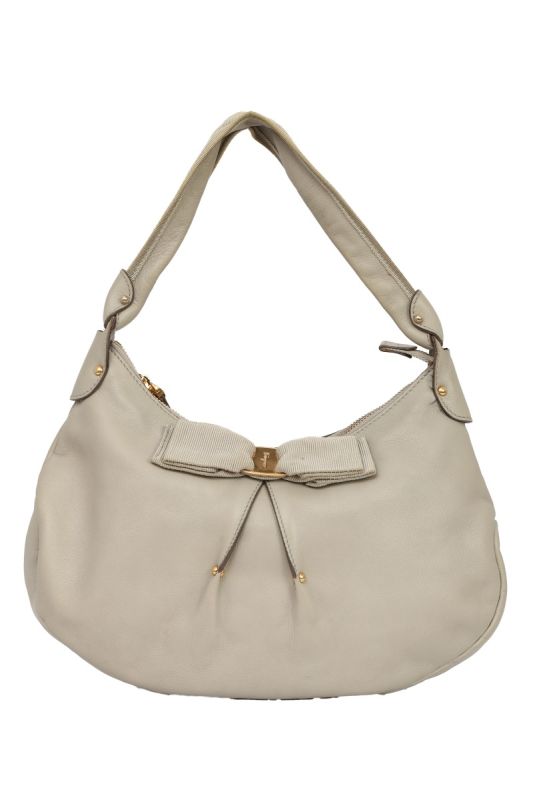 SALVATORE FERRAGAMO GREY VARA RIBBON SHOULDER BAG