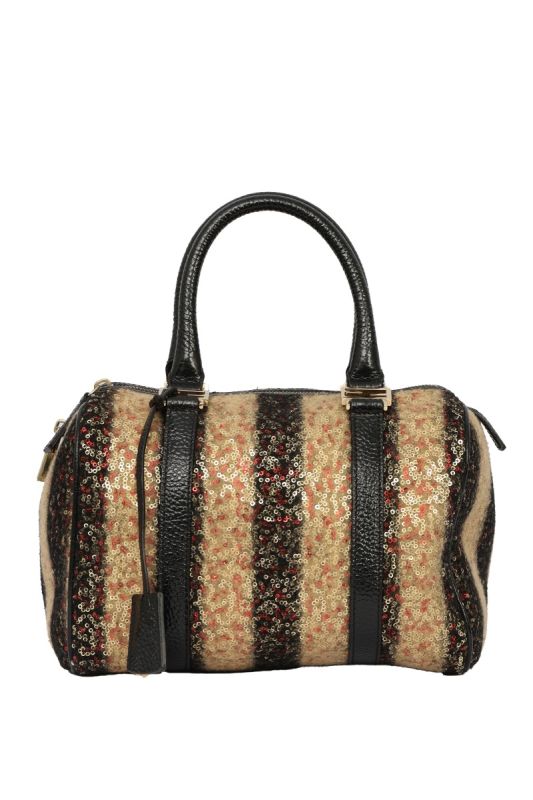 FENDI WOOL AND SEQUIN SMALL FOREVER  BAULETTO BOSTON BAG