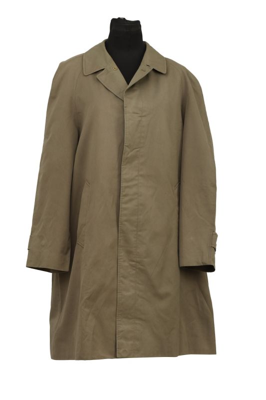 BURBERRYS SIZE-L KHAKI GREEN LONG TRENCH COAT