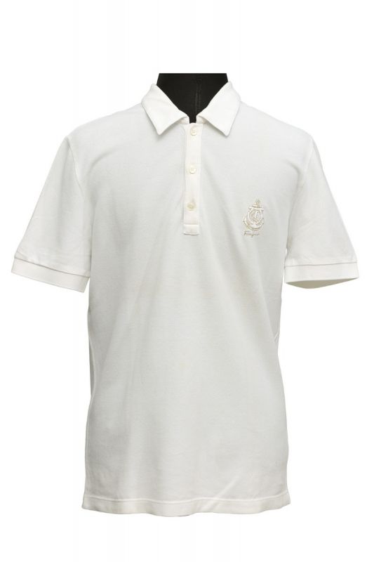 SALVATORE FERRAGAMO SIZE- XS WHITE POLO SHIRT