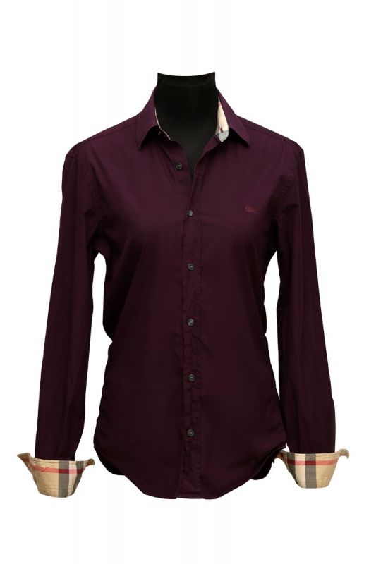BURBERRY BRIT SIZE-S NOVA CHECK MAROON BUTTON UP SHIRT 