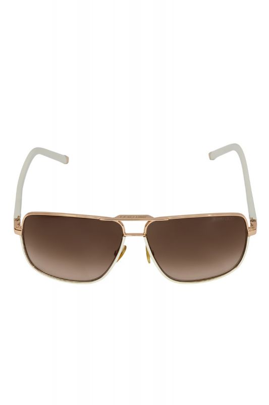 JIMMY CHOO WHITE ‘CARRY’ LEATHER TRIM WIRE RIM SUNGLASSES