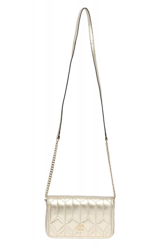JIMMY CHOO METALLICGOLD LEATHER FLAP CROSSBODY BAG