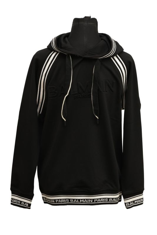 BALMAIN BLACK LOGO HOODIE