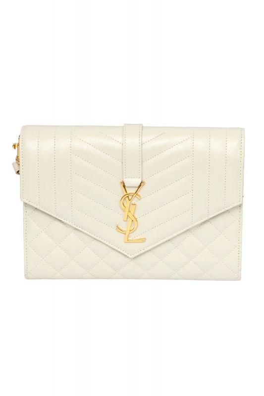 YVES SAINT LAURENT CASSANDRE GRAIN DE POUDRE TEXTURED MIXED MATELASSE TRIQUILT WRISTLET
