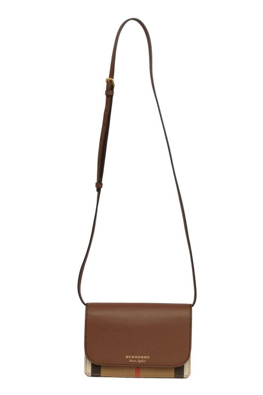  BURBERRY LOGO HAMPSHIRE HOUSE LEATHER CROSSBODY BAG