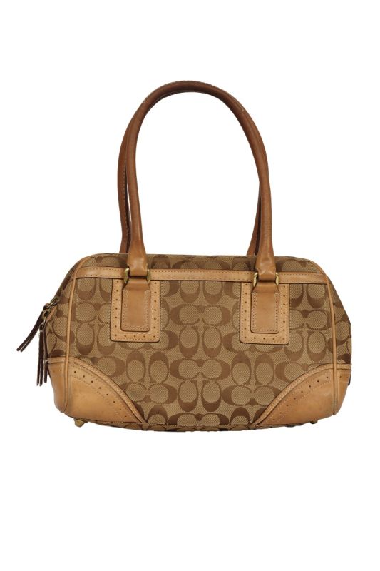 COACH SIGNATURE CANVAS AND LEATHER SATCHEL BAG