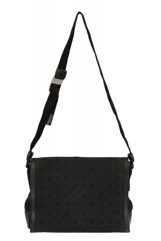 VERSACE BLACK SIGNATURE MESSENGER BAG 