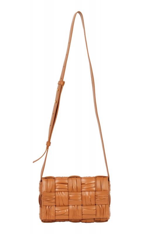 BOTTEGA VENETA BRICK CASSETTE SMALL TAN BROWN CROSSBODY BAG