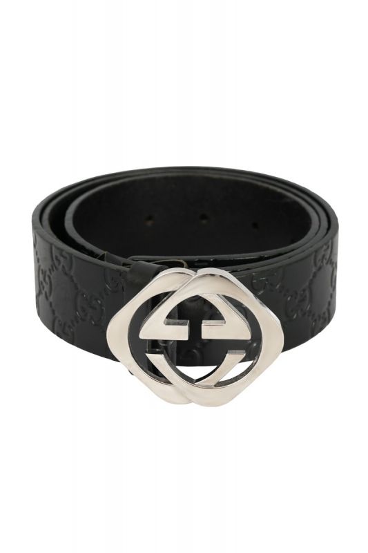 GUCCI SIZE- 95 CM/ 38 INCHES BLACK GUCCISSIMA LEATHER BELT