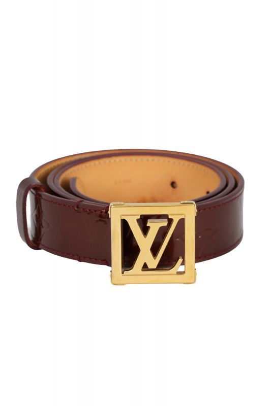 LOUIS VUITTON  SIZE- 85 CM/34 INCHES AMARANTE MONOGRAM VERNIS LV FRAME BELT 