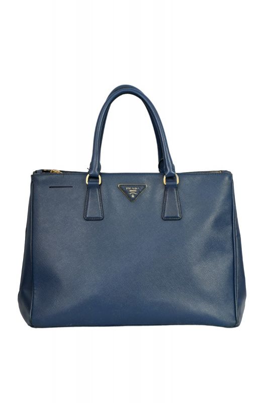 PRADA NAVY BLUE SAFFIANO LUX LEATHER TOTE BAG