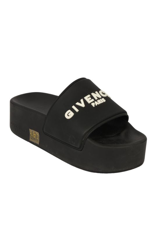 GIVENCHY SIZE- 38 LOGO RUBBER SLIDE PLATFORM SANDALS