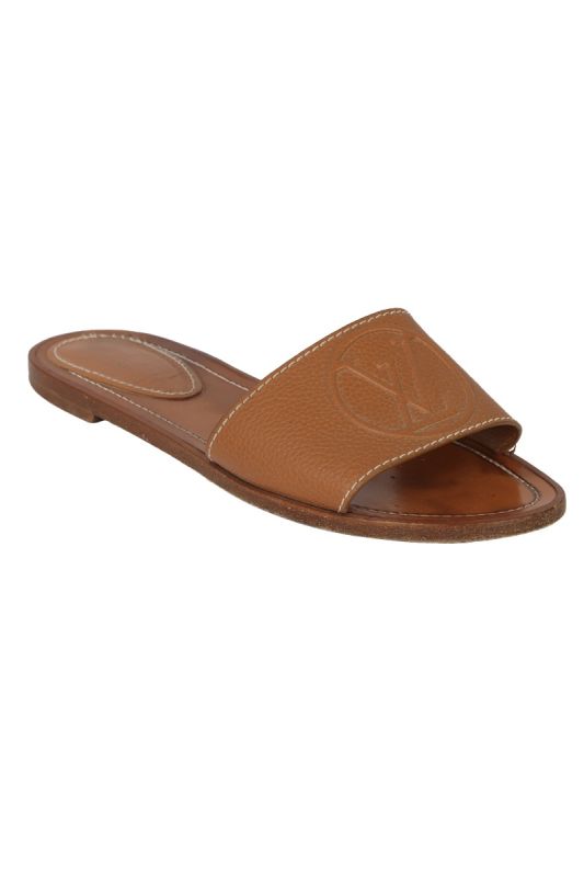 LOUIS VUITTON SIZE-37LEATHER LOCK IT MULES