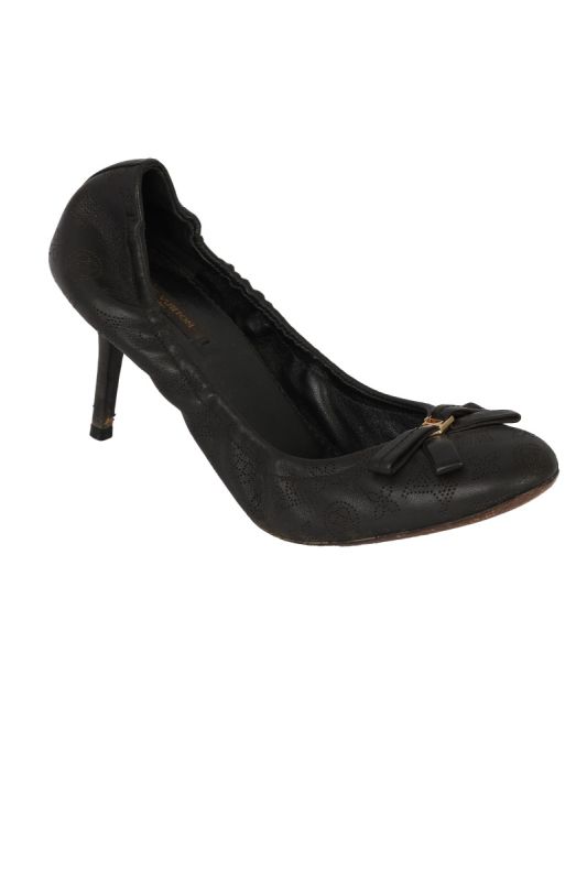 LOUIS VUITTON SIZE- 37.5BLACK PERFORATED LEATHER ELBA PUMPS
