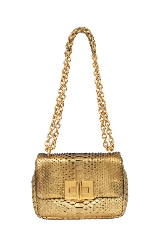 TOM FORD GOLD PYTHON CHAIN SHOULDER BAG