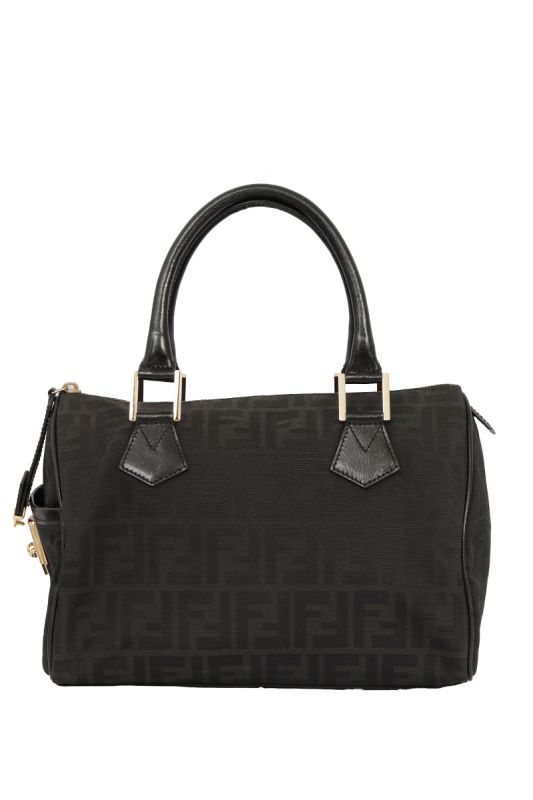 FENDI BLACK ZUCCA BOSTON BAG