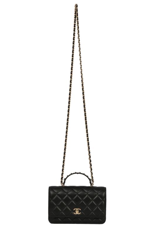 CHANEL CAMELLIA TOP HANDLE WALET ON CHAIN BAG  