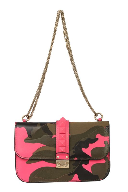 VALENTINO GARAVANI MEDIUM GLAM LOCK ROCKSTUD CAMO FLAP BAG  