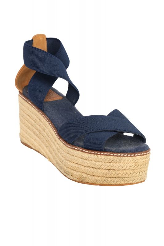 TORY BURCH SIZE: US 8.5 | EU 38.5 FRIEDA DARK BLUE WEDGES
