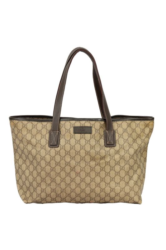 GUCCIGG SUPREME CANVAS AND LEATHER TOTE BAG