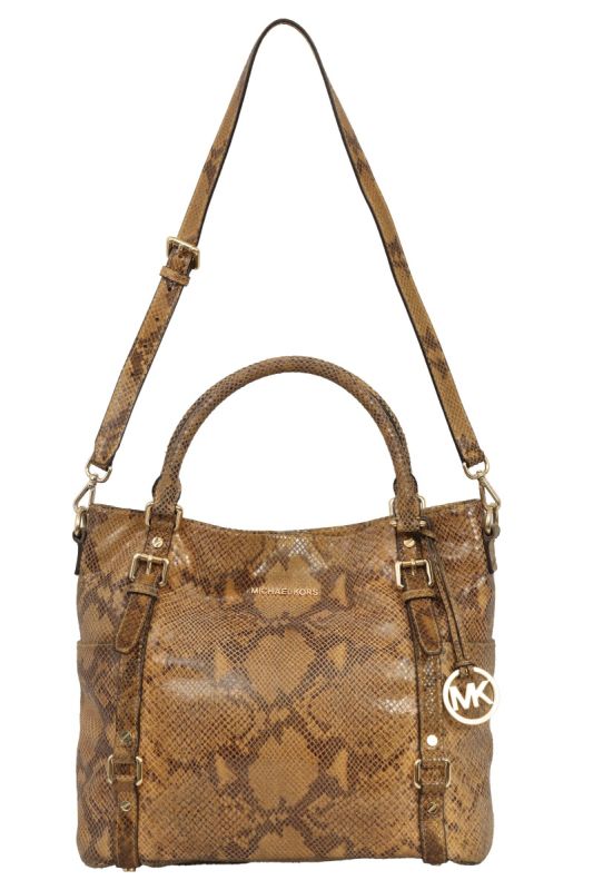 MICHAEL KORS PYTHON EMBOSSED LEATHER SATCHEL BAG 