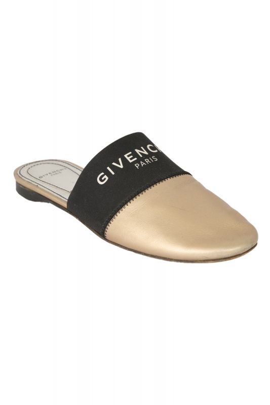 GIVENCHY SIZE- EU 36 BEDFORD METALLIC GOLD LEATHER FLAT MULES