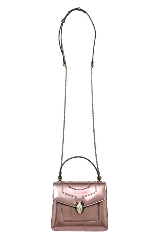 Bvlgari Metallic Pink Serpenti Forever Top Handle Bag