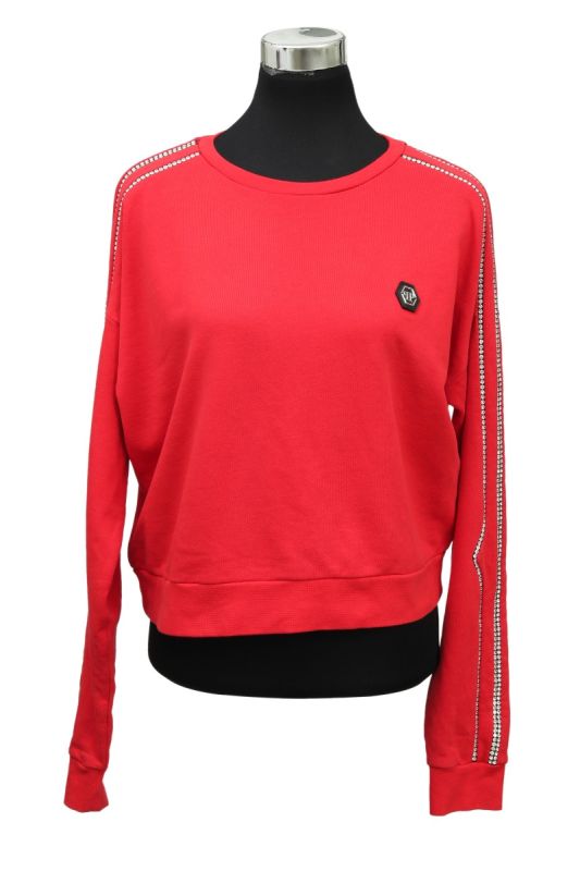 Philipp Plein Size L Red Crystal Sweatshirt