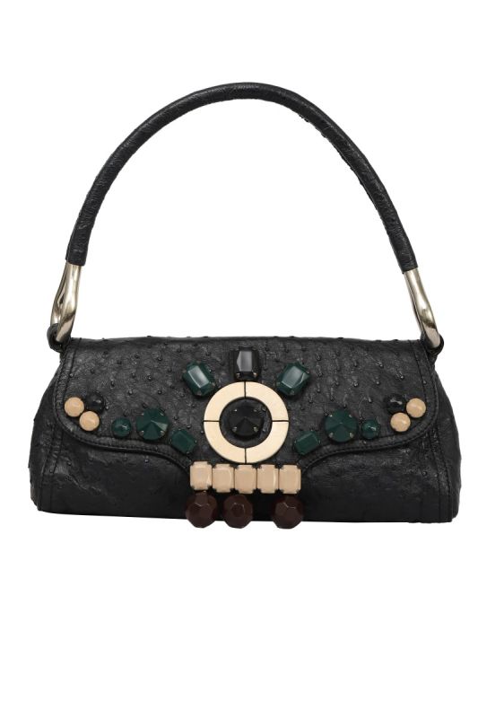 Prada Bijou Ostrich Leather Shoulder Bag