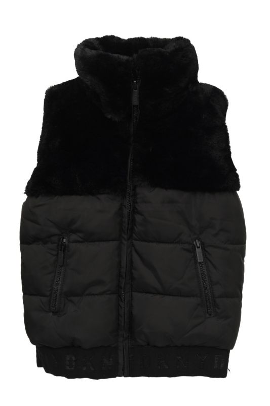 DKNY Kids 8 YEARS Black Faux Fur Puffer Jacket
