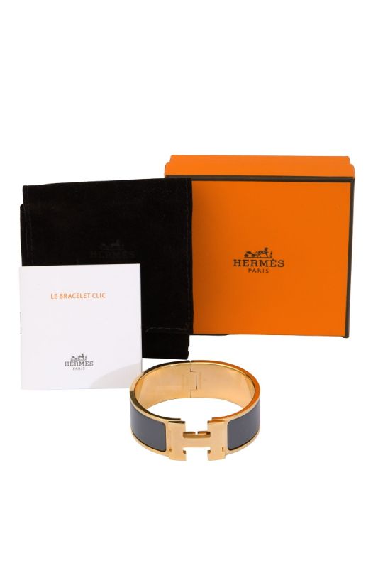 Hermes H Blue Enamel ClicClac Bracelet