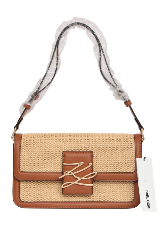 Karl Lagerfeld K/Autograph Raffia Baguette Shoulder Bag