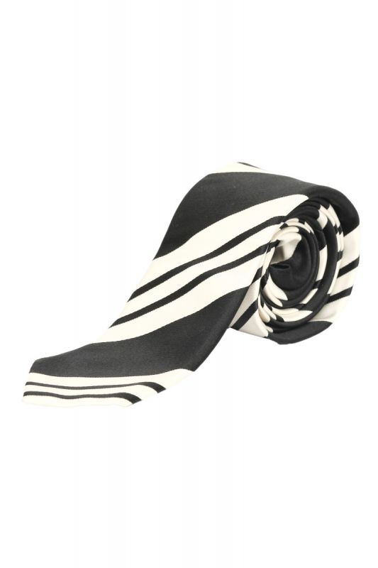 Gucci Black and White Strips Silk Tie