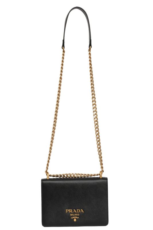 Prada Black Grained Chain Shoulder Bag