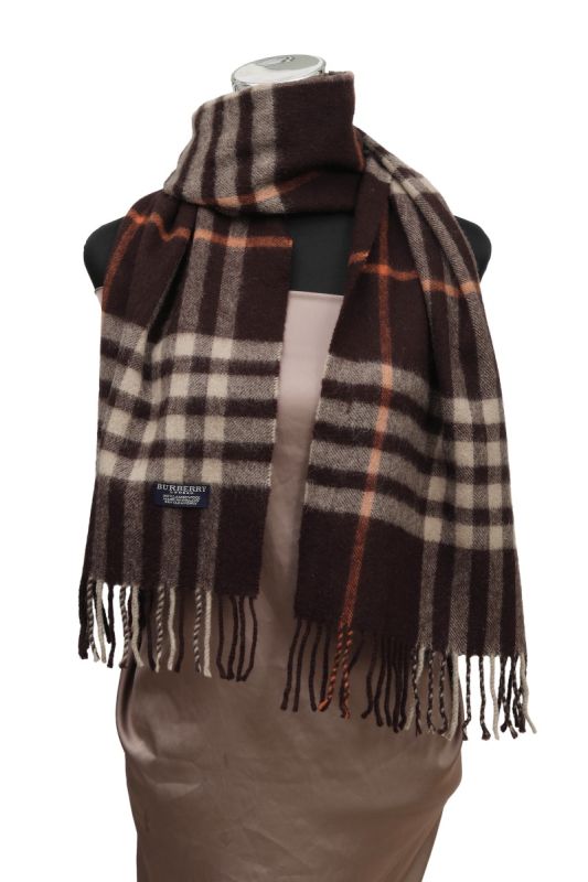 Burberry 100% Lambswool Brown Check Muffler