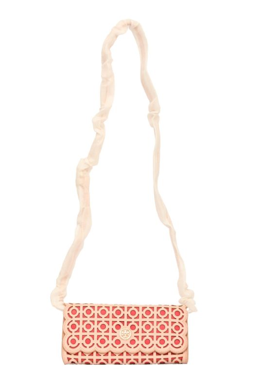 Tory Burch Peach Perforated Sling Bag