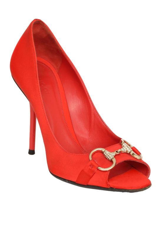 Gucci EU 36.5Horsebit Orange Peep Toes