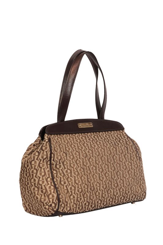 Aigner Brown Monogram Shoulder Bag
