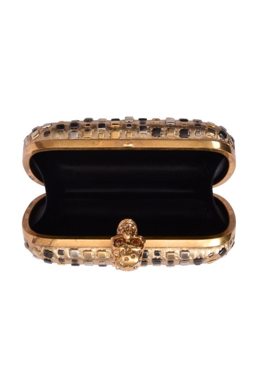 Alexander McQueen Golden Studs Skull Box Clutch