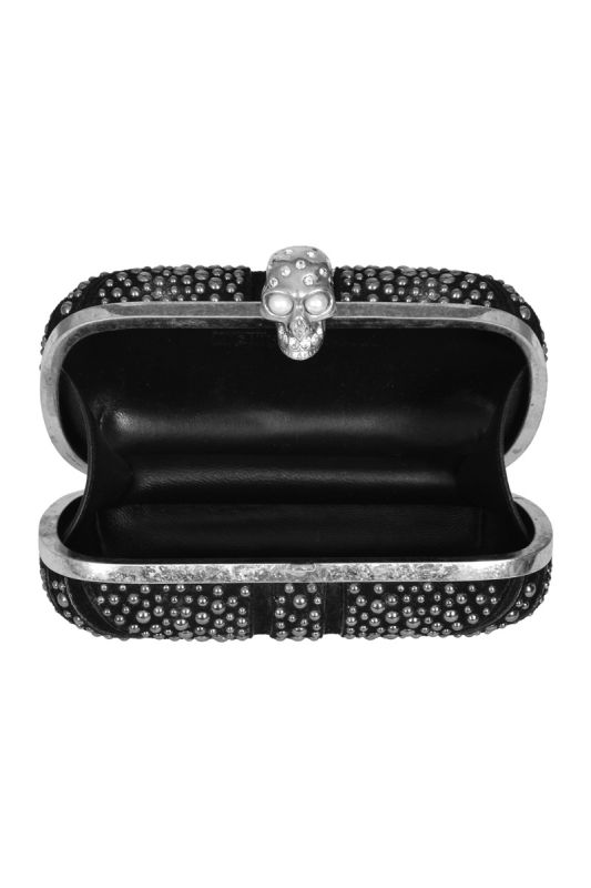 Alexander McQueen Studded Crystal Britannia Skull Box Clutch