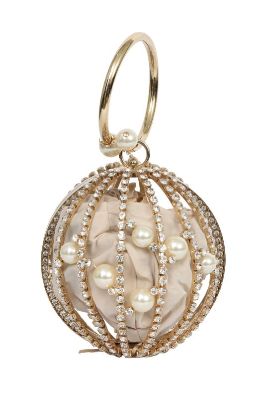 Rosantica Sphere Golden Crystal and Peal Bag 