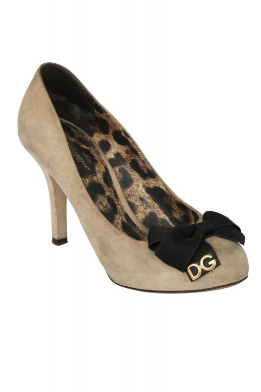 Dolce &Gabanna EU 37 Beige Bow Leopard Print Pumps 