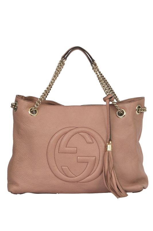 Gucci Dust Pink Soho Leather Handbag