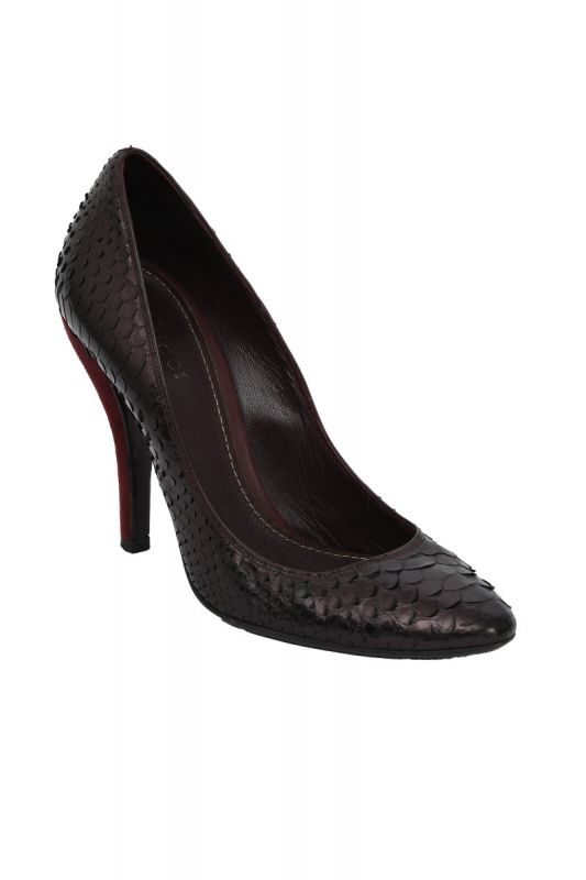 Gucci 36 Snake Embossed Wine Classic Pumps 